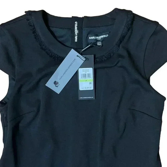 NEW Karl Lagerfeld Paris Ongoing Little Black Tweed Dress Sz 4 - Picture 4 of 10